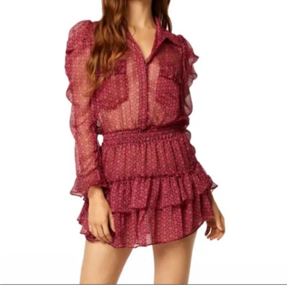 Misa Anika Foral Chiffon Ruffle Dress